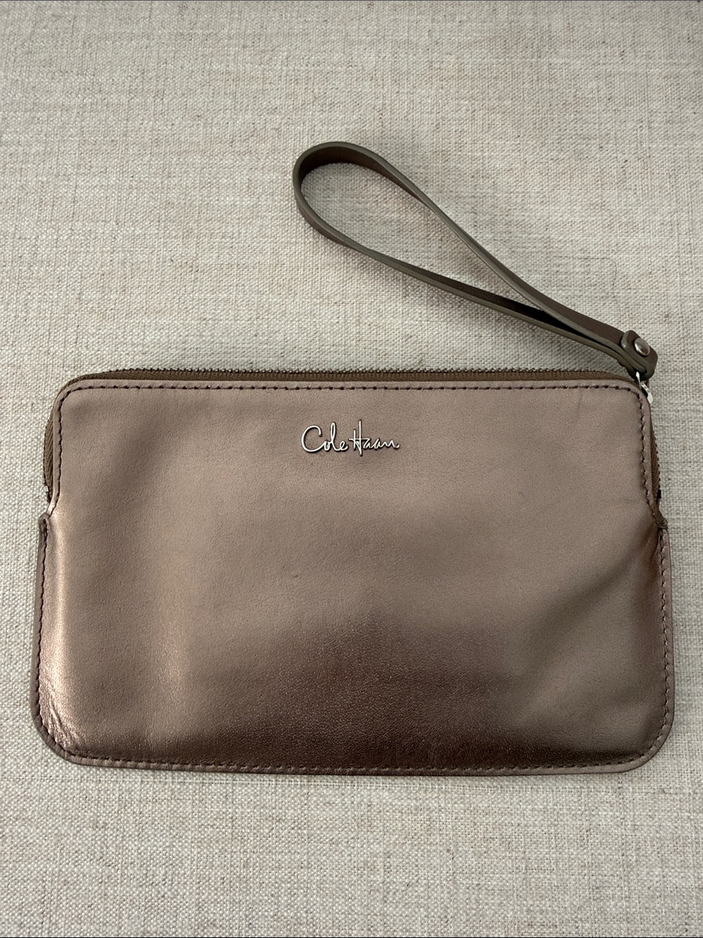 Cole Haan Metallic Pewter Wristlet Clutch